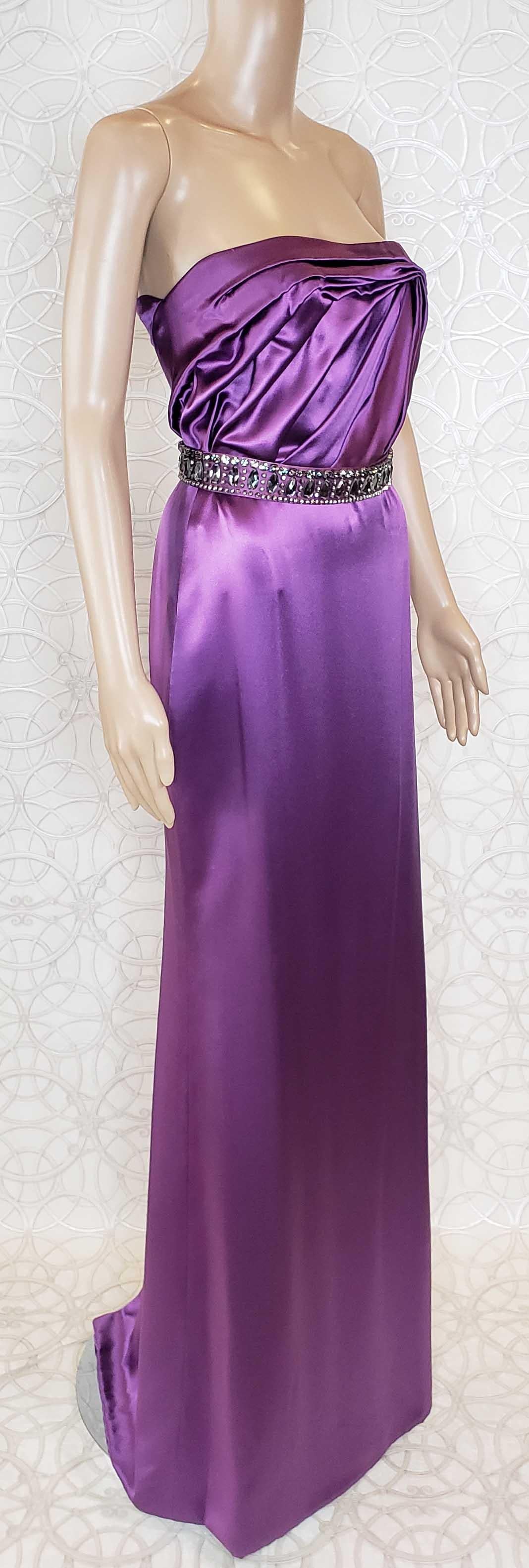 NEW VERSACE EMBELLISHED AMETHYST STRAPLESS GOWN DRESS EVA WORE IN Paris! 38 - 2 For Sale 3