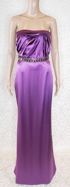 NEW VERSACE EMBELLISHED AMETHYST STRAPLESS GOWN DRESS EVA WORE IN Paris! 38 - 2