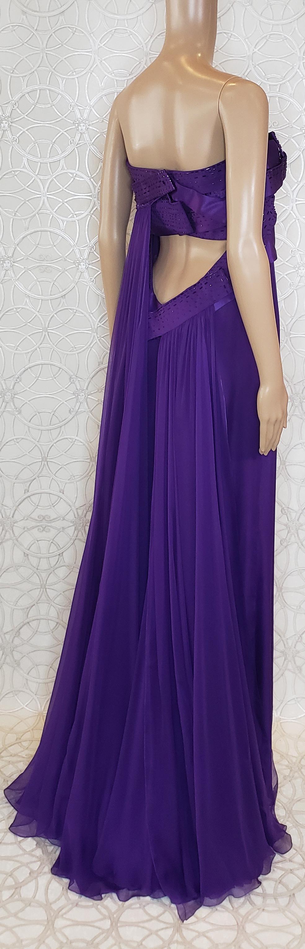 F/W 2008 Look # 46 VERSACE EMBELLISHED PURPLE GOWN Dress 44 - 8 6