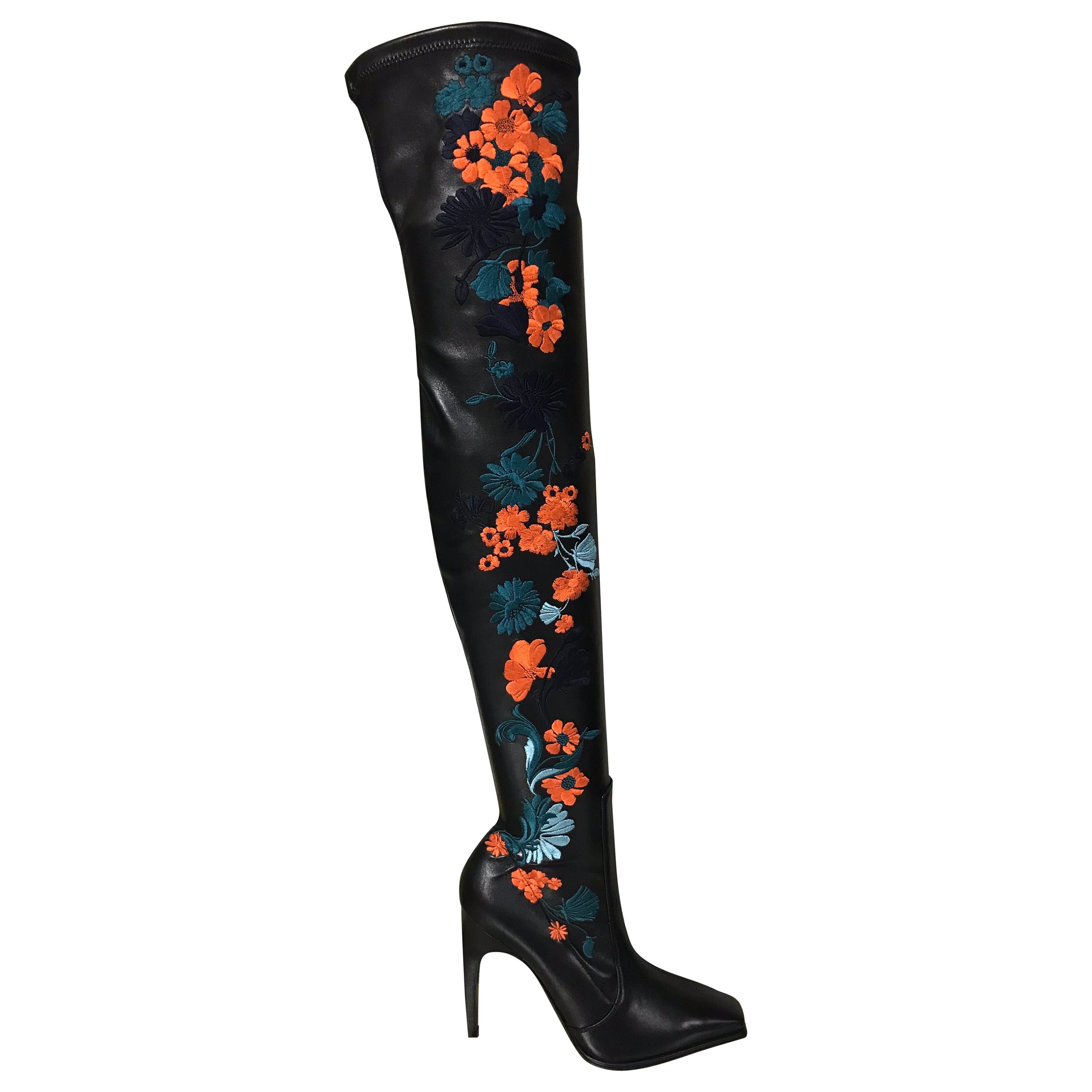 Versace Pop Art Tribute Andy Warhol Print Silk Over The Knee Boots Size ...