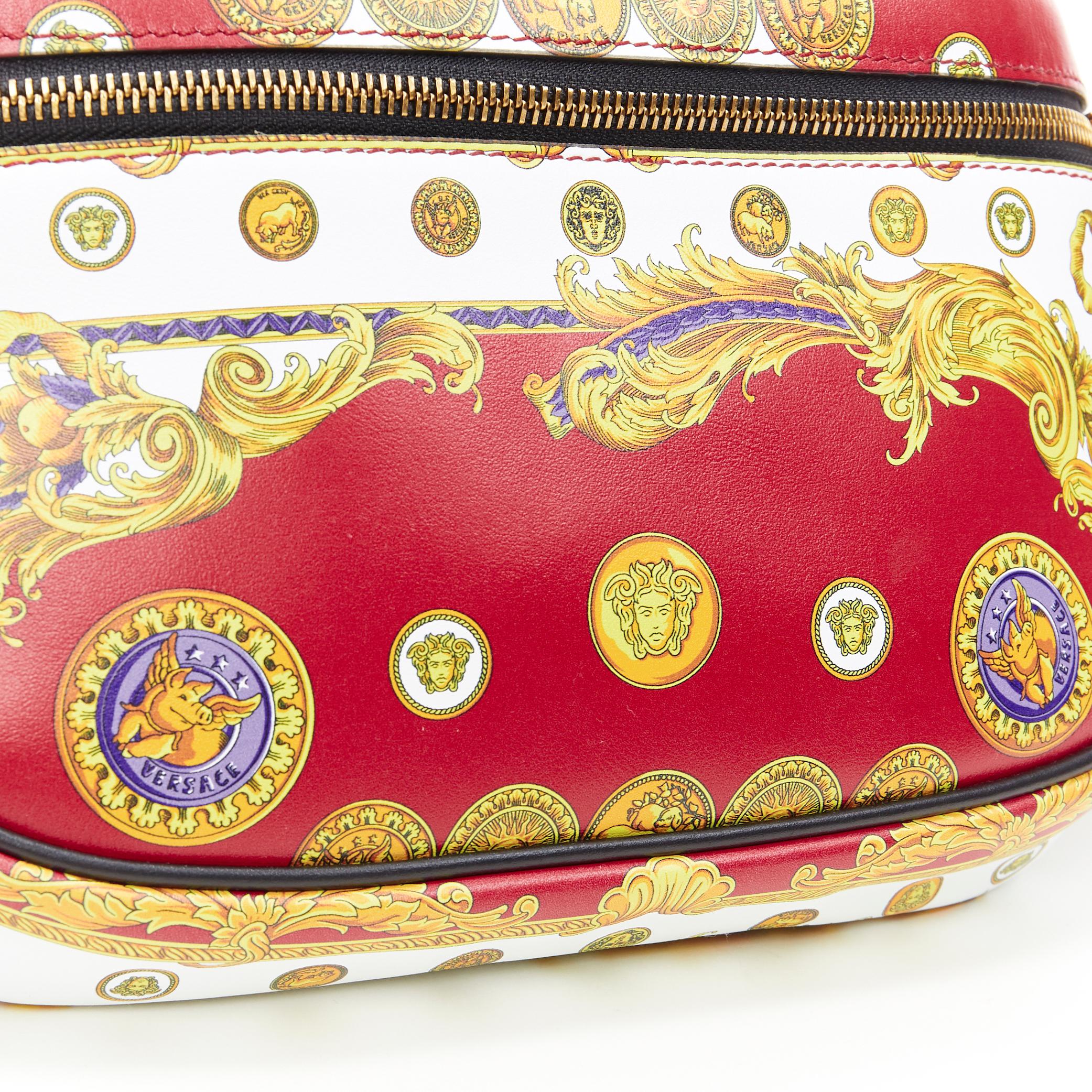 Men's new VERSACE Flying Pig Medusa Medallion coin baroque print leather waist bag