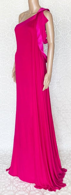 NEW VERSACE FUCHSIA SILK ONE SHOULDER OPEN BACK Gown 44 - 8