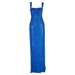 $12, 575 NEW VERSACE EMBELLISHED BLUE Gown 44 - 8