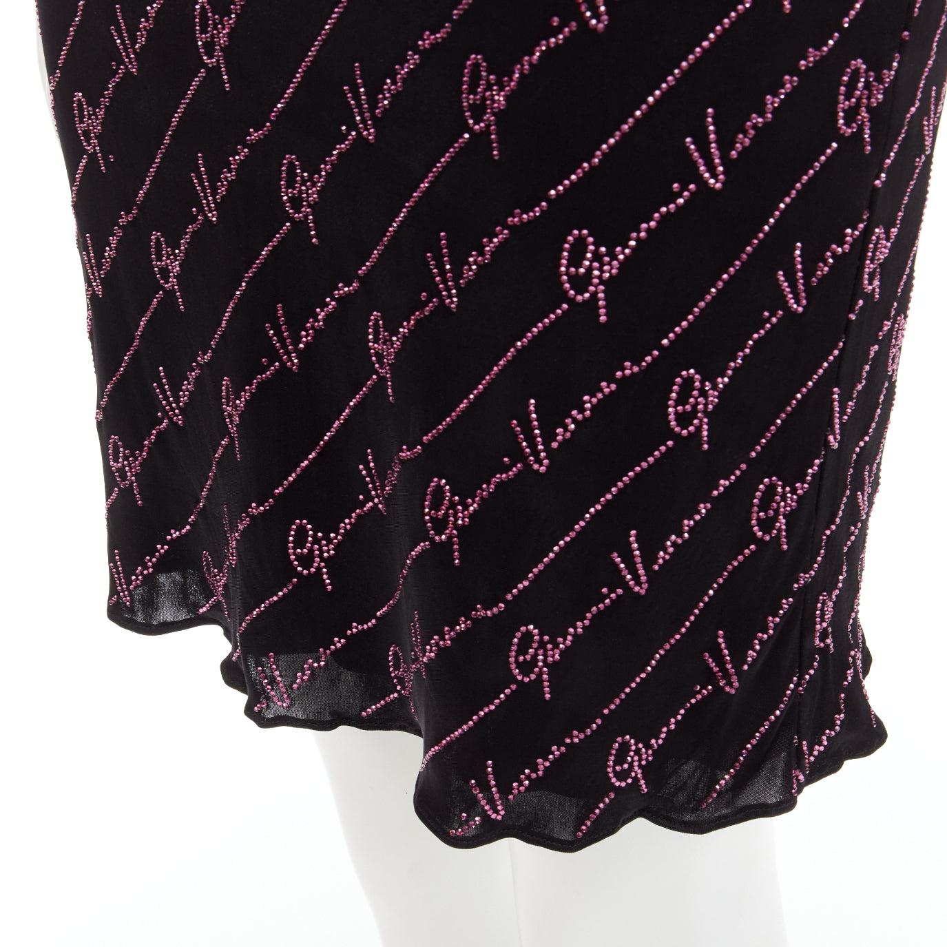 new VERSACE Gianni Signature black pink crystal Medusa mini dress IT38 XS For Sale 4
