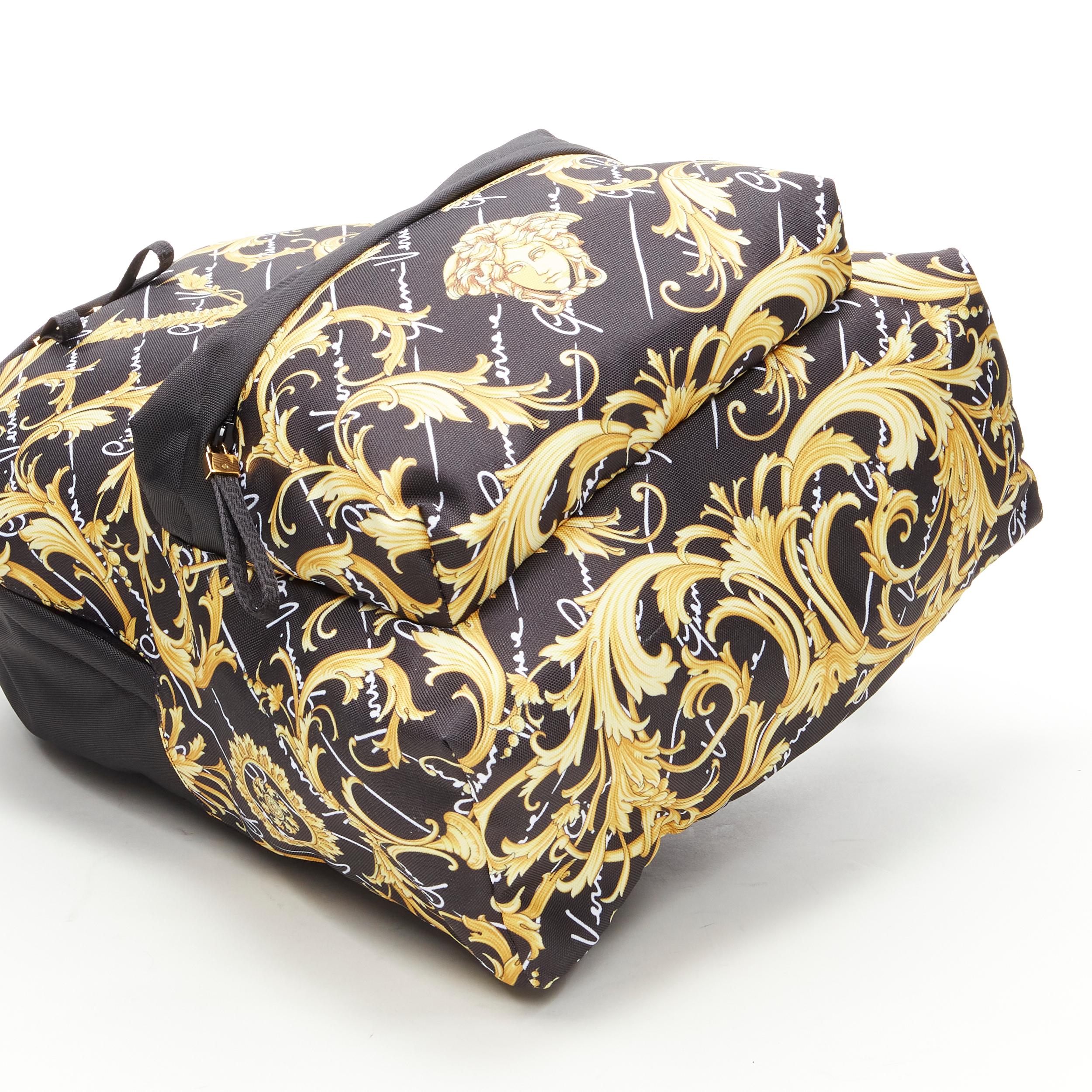 Black new VERSACE Gianni Signature gold Barocco Virtus Medusa print backpack bag