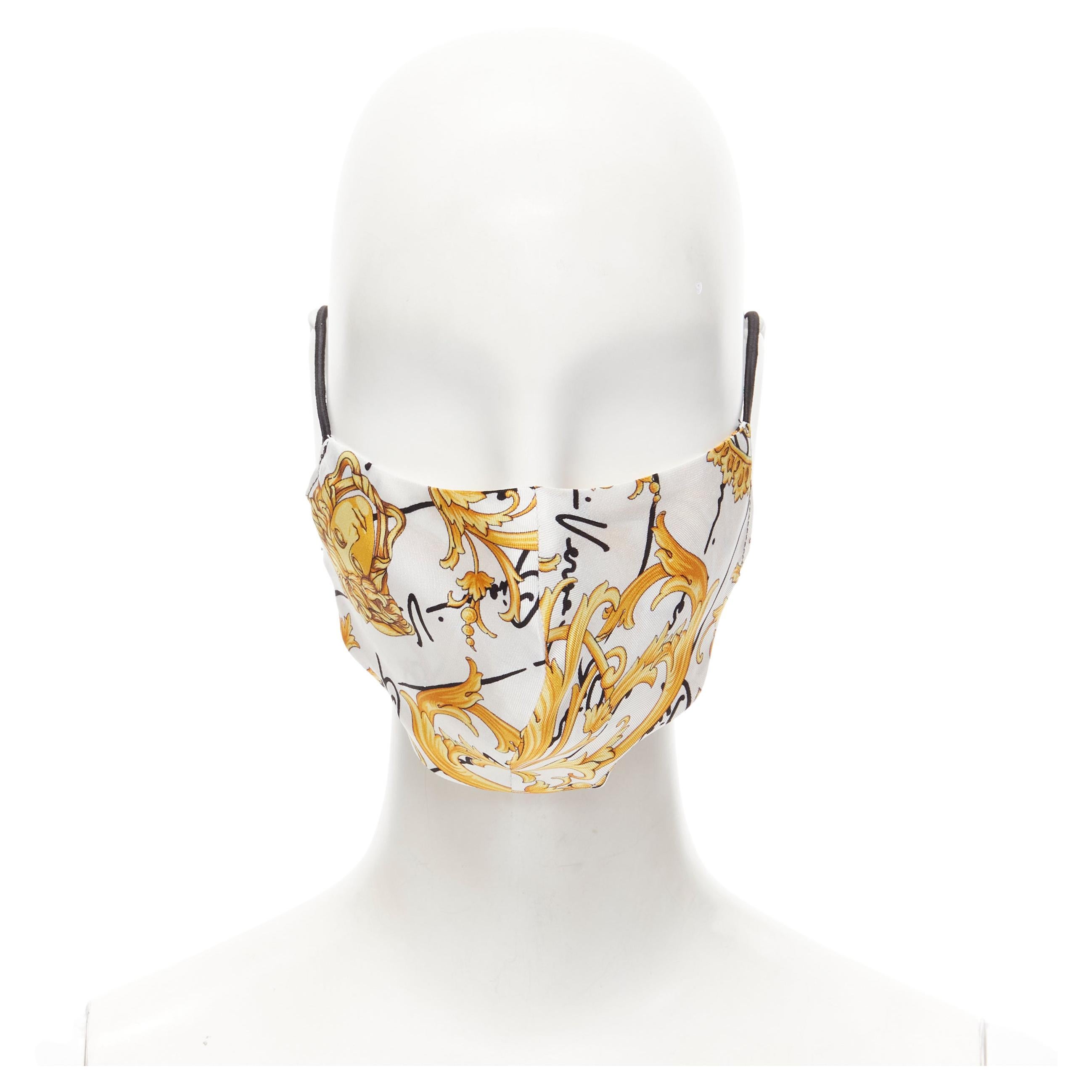 new VERSACE Gianni Signature gold Medusa Baroque 100% silk mask For Sale