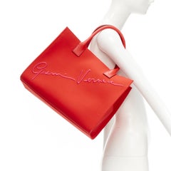 VERSACE Gianni Tragetasche mit rosa Logo-Stickerei aus Segeltuch