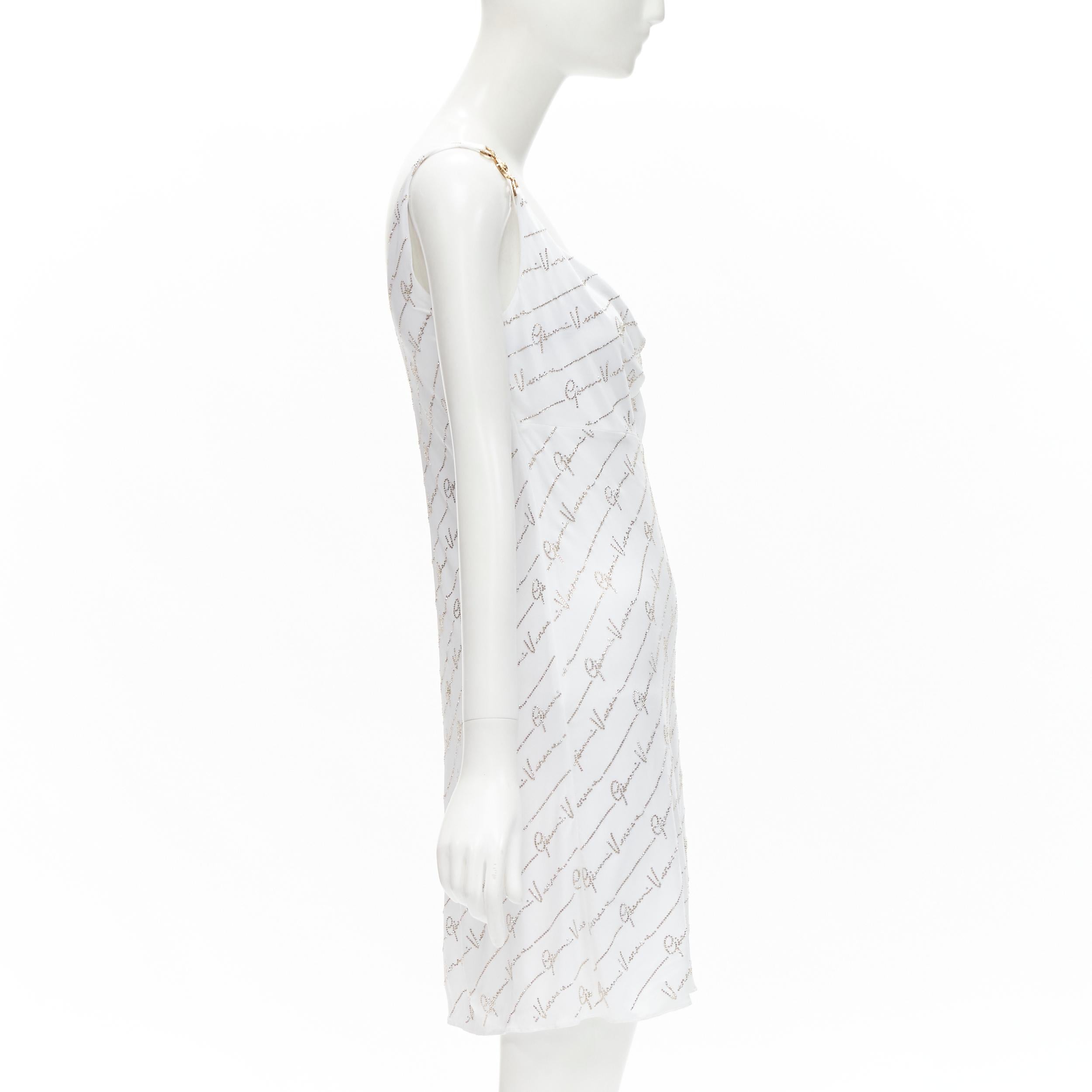 new VERSACE Gianni Signature white silver crystal encrusted Medusa dress IT44 L In New Condition For Sale In Hong Kong, NT
