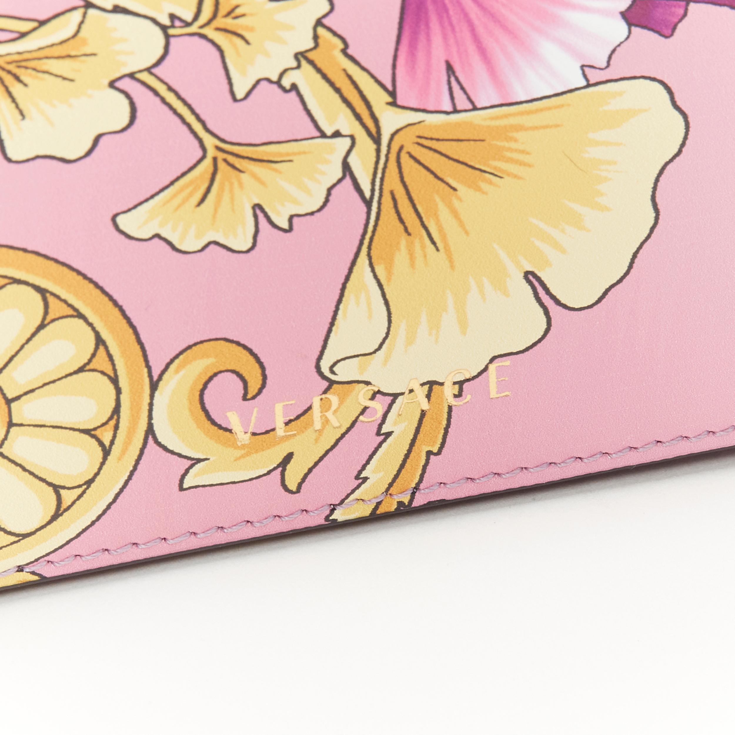 new VERSACE Gingko Barocco pink gold floral print leather crossbody micro bag 3