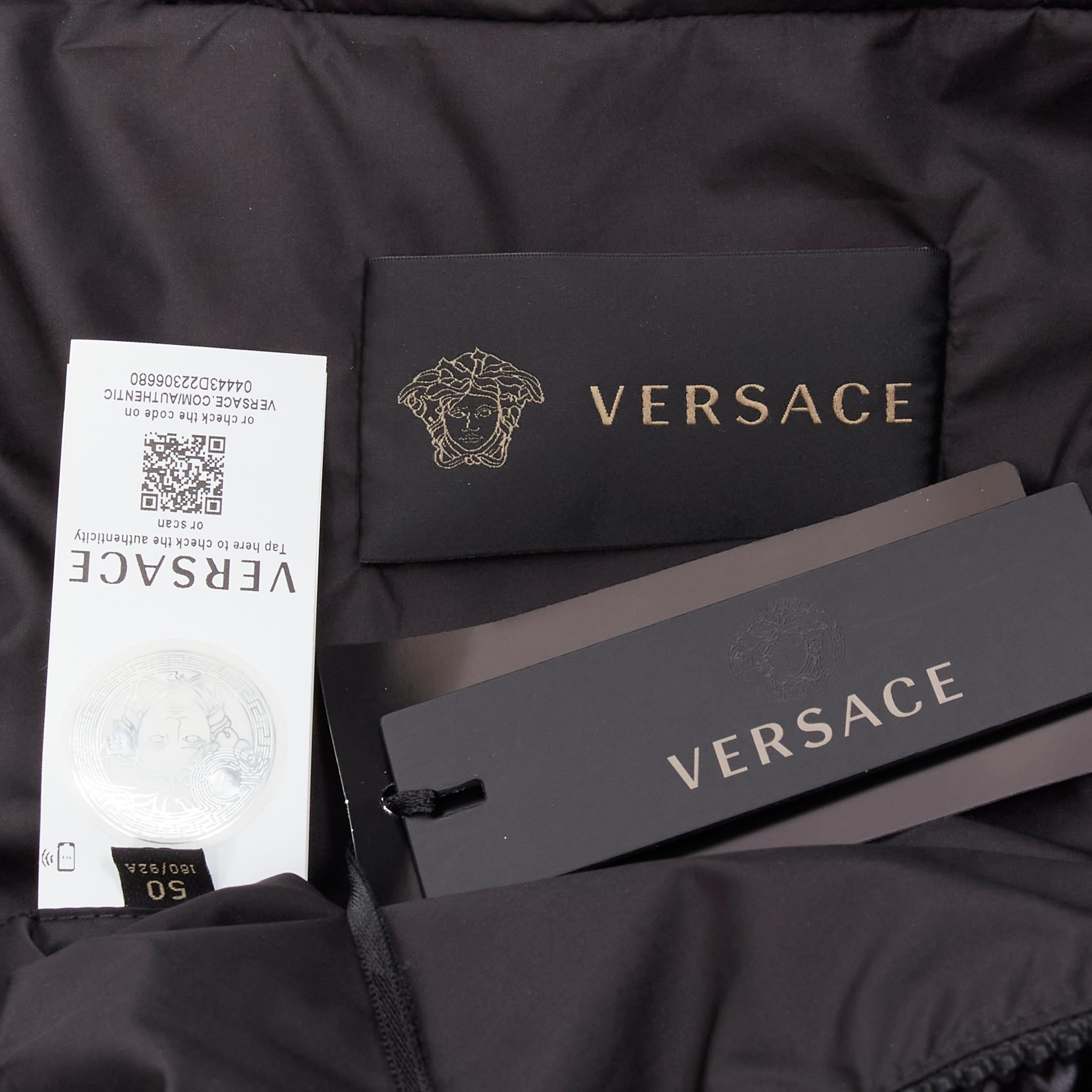 new VERSACE gold Medusa badge black goose down duvet puffer jacket IT50 L For Sale 1