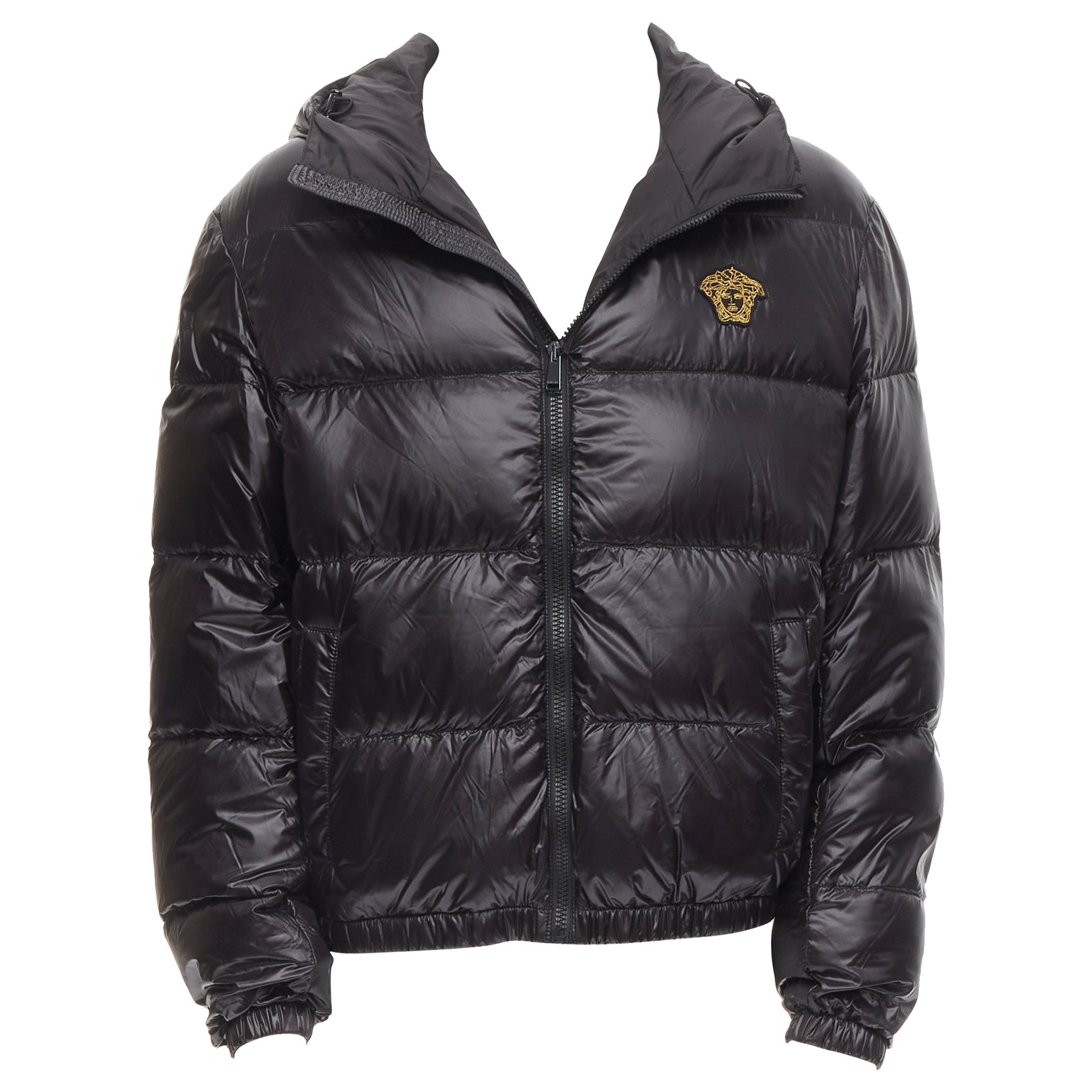 new VERSACE gold Medusa badge black goose down duvet puffer jacket IT50 L