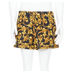 VERSACE Gold Medusa schwarze geblümte barocke Sommer-Badeanzugs Shorts mit Knopfleiste IT6 L