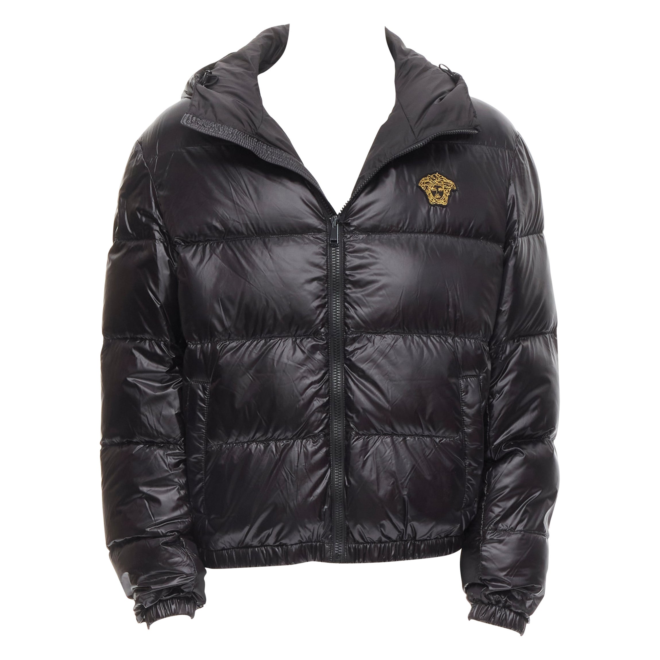 new VERSACE gold Medusa emblem black goose down duvet puffer jacket IT48 M
