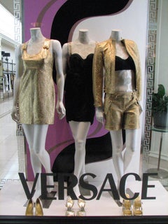 NEW VERSACE GOLD METALLIC TEXTURED LEATHER JACKET Sz 40 - 4