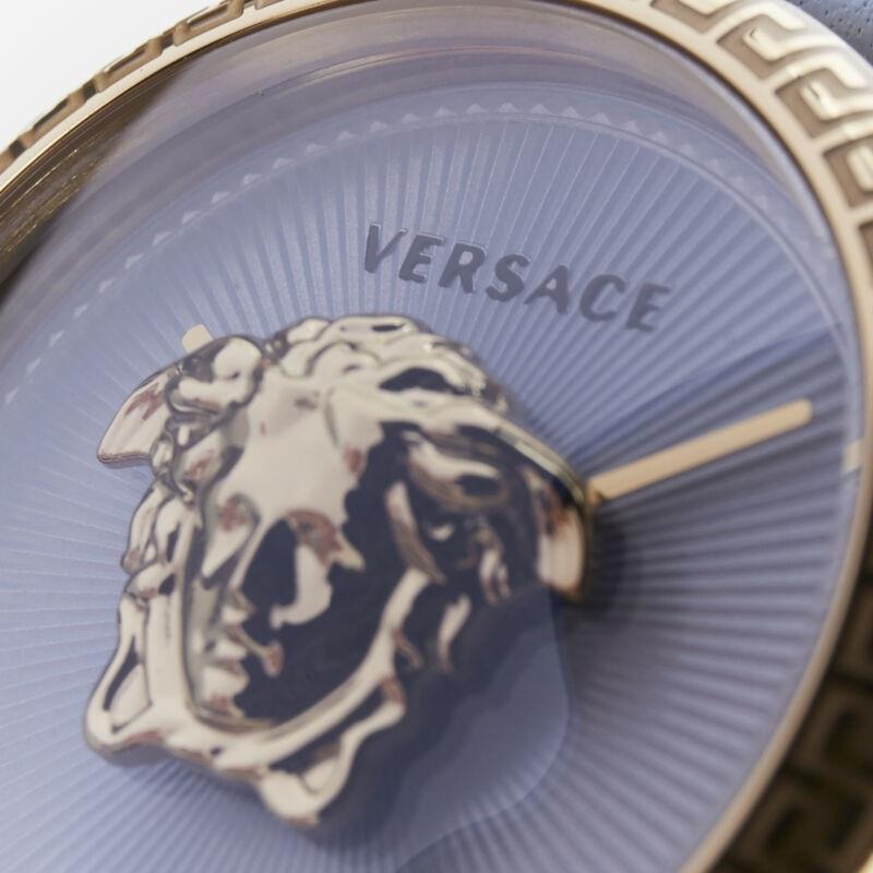 new VERSACE gold plated Palazzo Empire greca bezel Medusa blue 39mm ladies watch 3