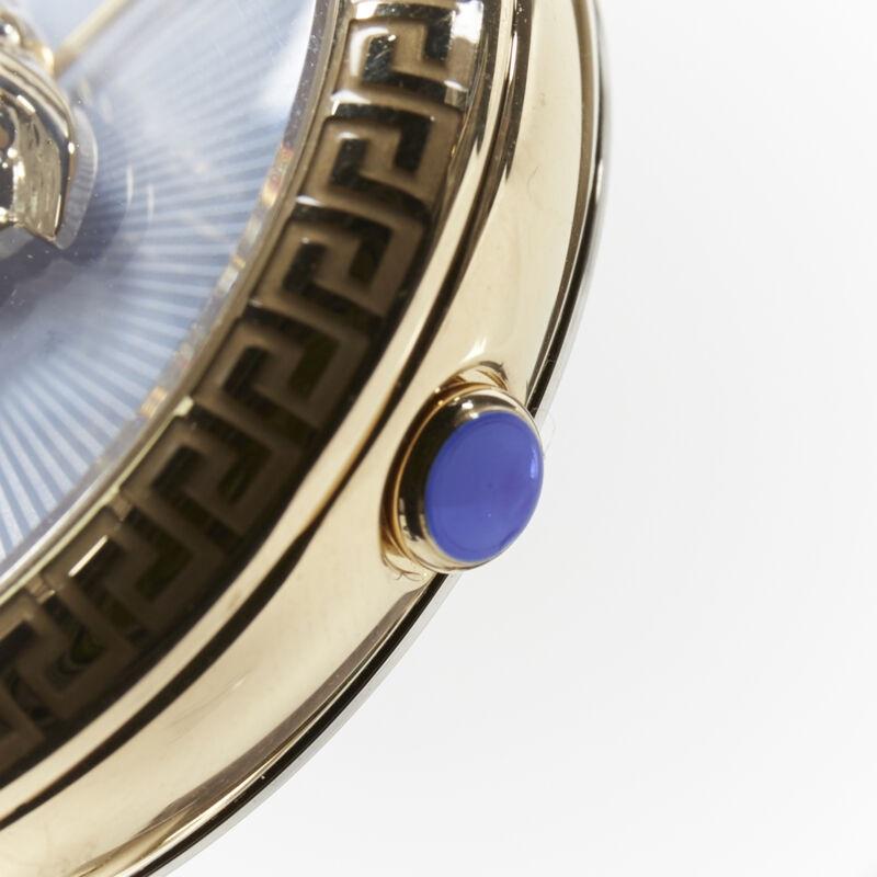 new VERSACE gold plated Palazzo Empire greca bezel Medusa blue 39mm ladies watch 4