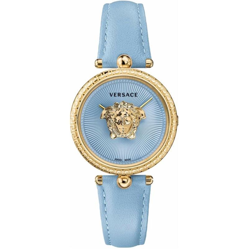 Women's new VERSACE gold plated Palazzo Empire greca bezel Medusa blue 39mm ladies watch