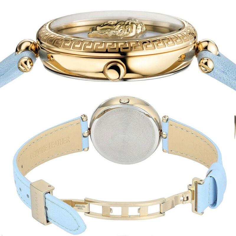 new VERSACE gold plated Palazzo Empire greca bezel Medusa blue 39mm ladies watch 2