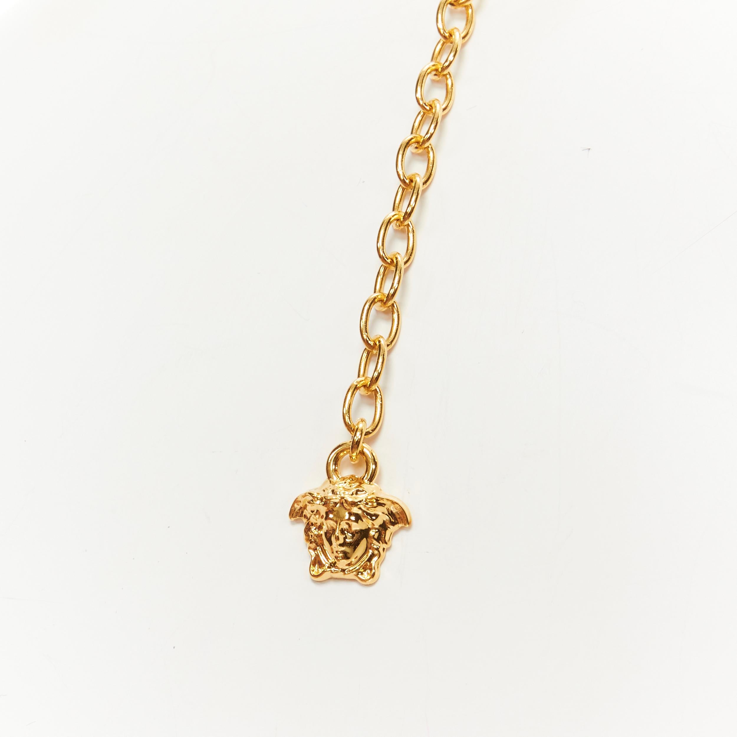 new VERSACE gold tone metal crystal embellished ID dog tag Medusa necklace In New Condition In Hong Kong, NT