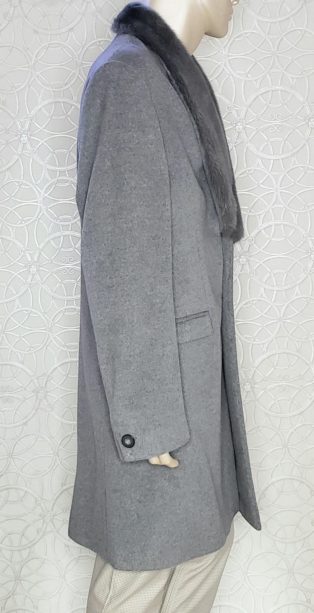 Gray NEW VERSACE GRAY ANGORA COAT With MINK FUR COLLAR 54 - 2XL For Sale