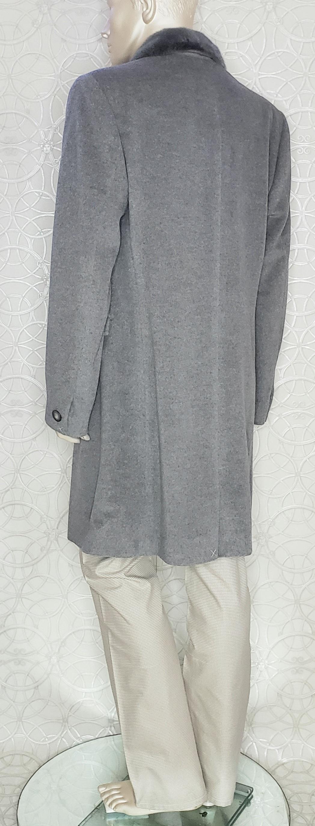 NEW VERSACE GRAY ANGORA COAT With MINK FUR COLLAR 54 - 2XL For Sale 2