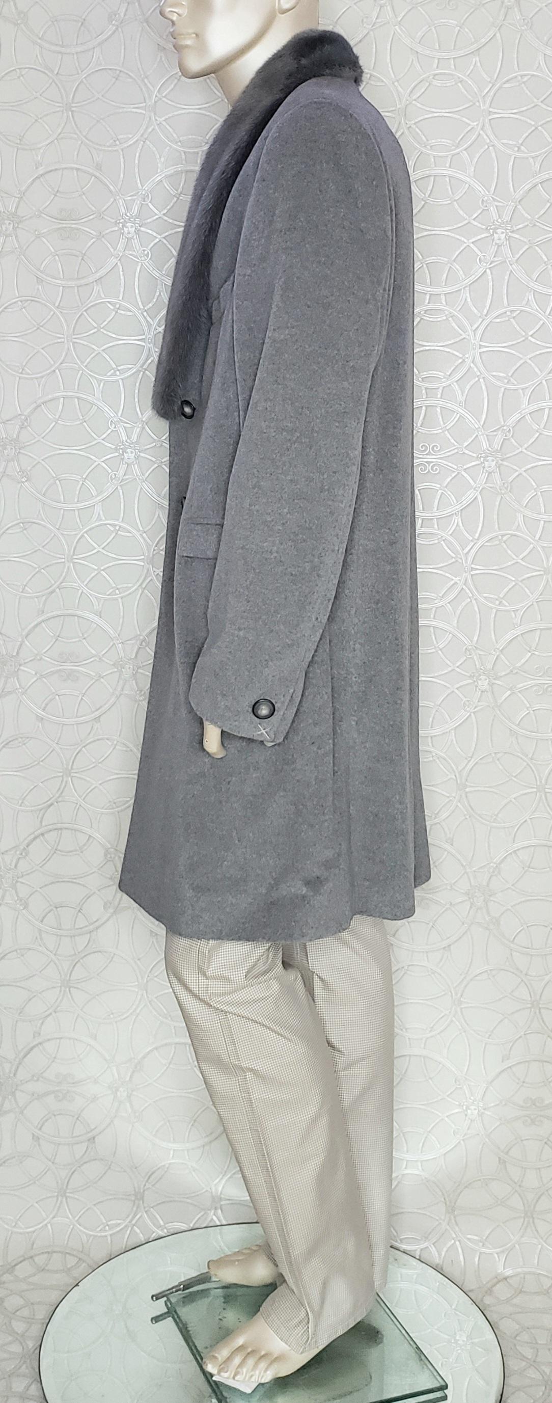 NEW VERSACE GRAY ANGORA COAT With MINK FUR COLLAR 54 - 2XL For Sale 3