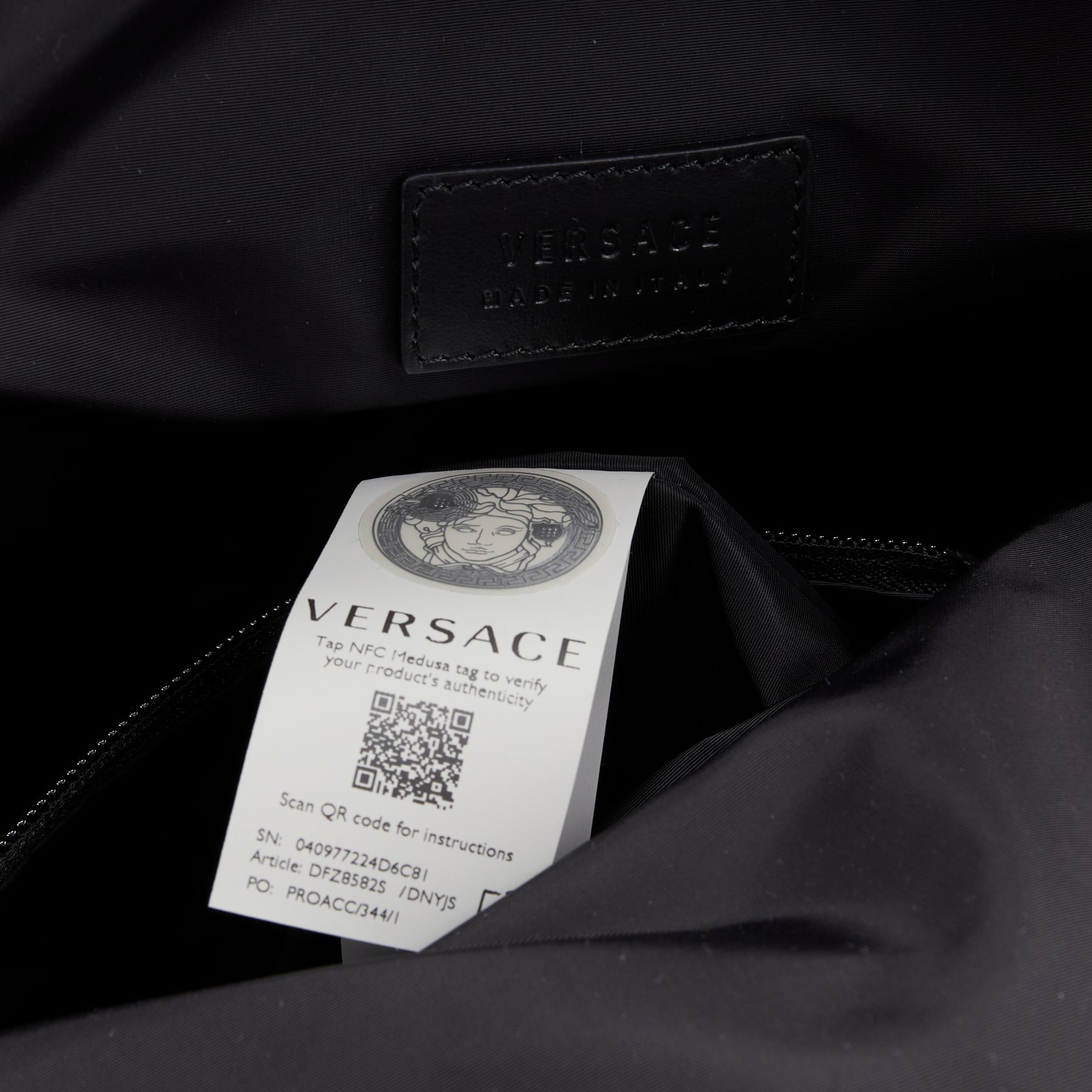 new VERSACE Greca black nylon white Medusa buckle Technical backpack 5