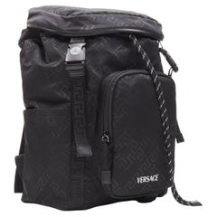 new VERSACE Greca black nylon white Medusa buckle Technical backpack