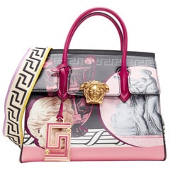 Neu VERSACE Greca Magna Pop Medusa Medium Empire Umhängetasche, schwarz gedruckt, mittelgroß