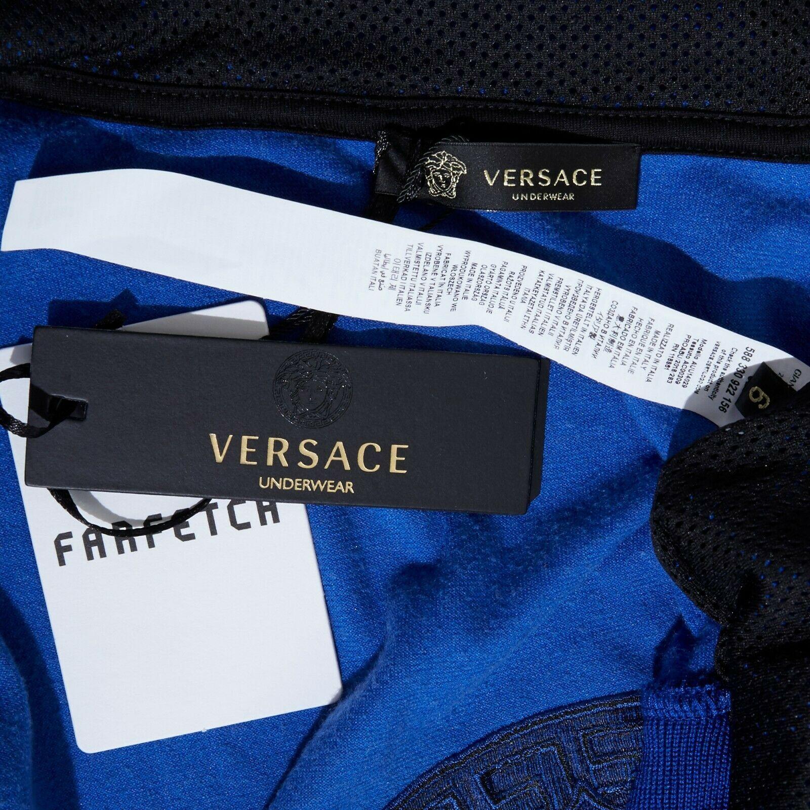 new VERSACE Gym blue velour Medusa logo embroidered back hoodie jacket IT6 L 4