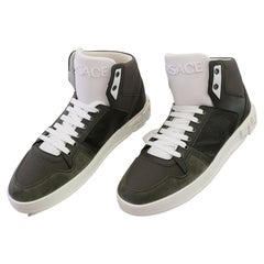 NEW VERSACE HIGH TOP SUEDE LEATHER SNEAKERS w/ WHITE GREEK KEY SOLE 44 - 11