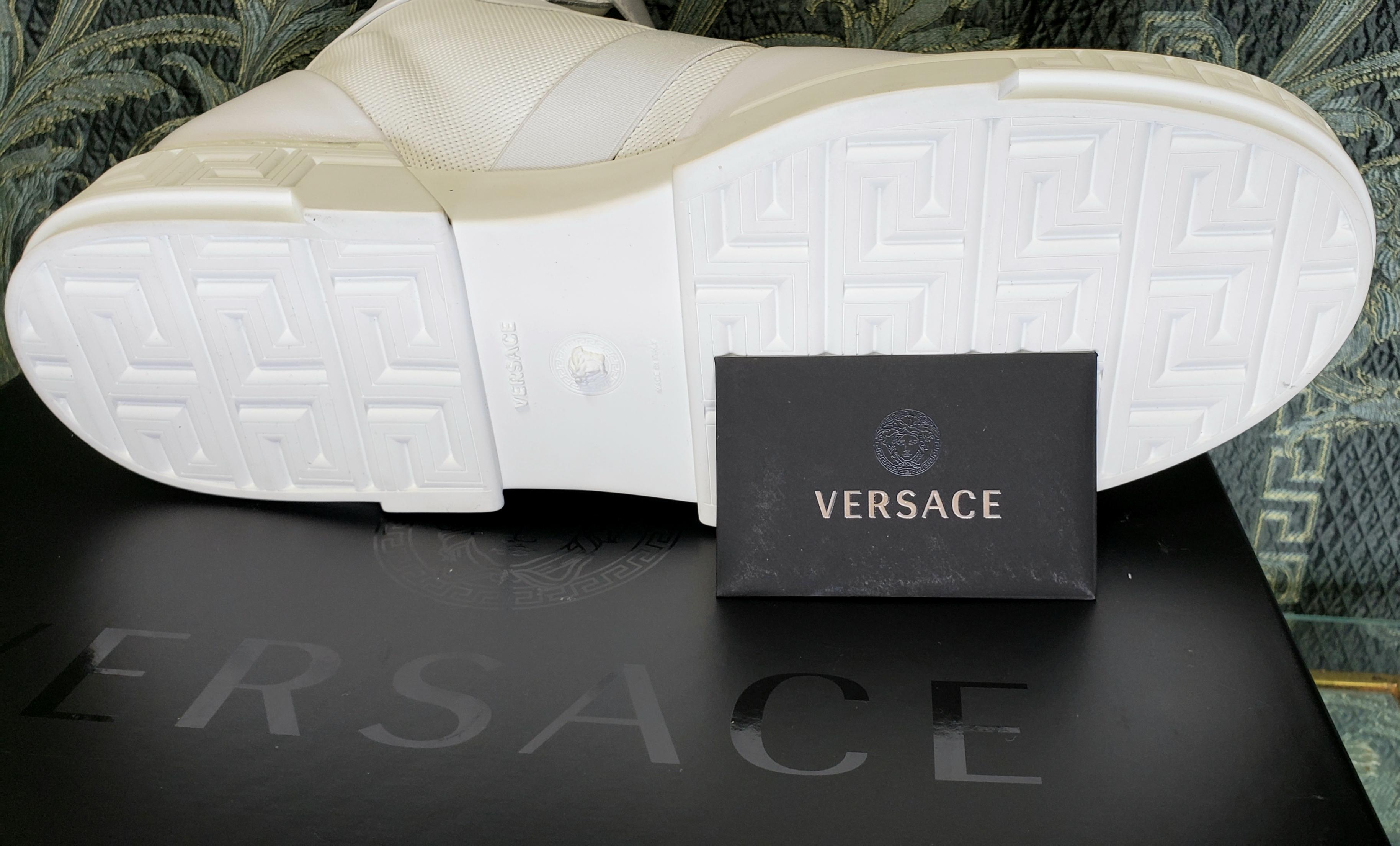 Men's New VERSACE HIGH -TOP WHITE LEATHER SNEAKERS GOLD MEDUSA 46 - 13