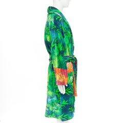 new VERSACE HOME Iconic green Jungle print pink Medusa Barocco trim robe L