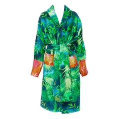 Used new VERSACE HOME Iconic green Jungle print pink Medusa Barocco trim robe M