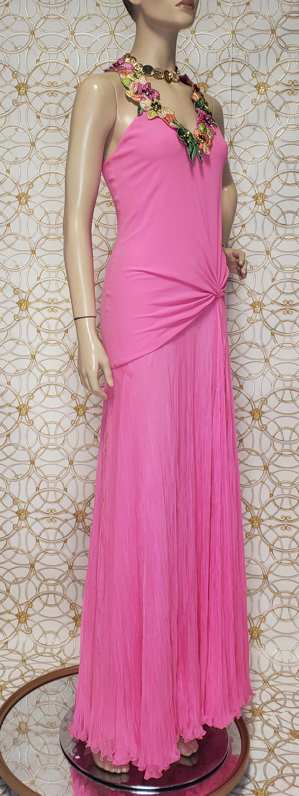 NEW VERSACE HOT PINK EMBELLISHED GOWN Sz 40 - 4 For Sale 7