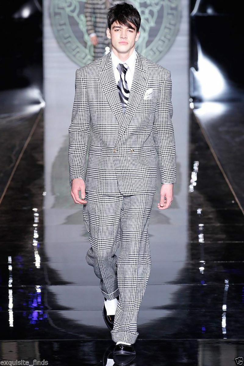 New VERSACE HOUNDSTOOTH WOOL CASHMERE SUIT for MEN 7