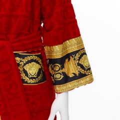 new VERSACE I Love Baroque red jacquard terry cotton gold Baroque bathrobe S