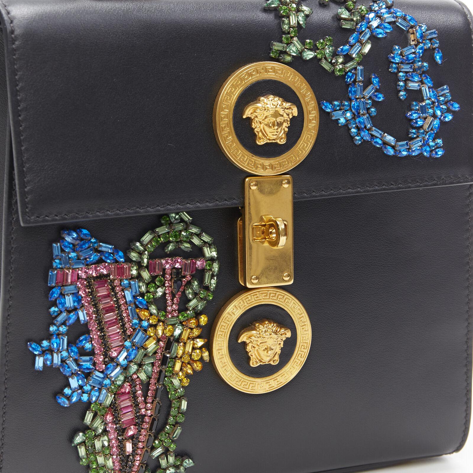 NEW VERSACE Icon Flap black baroque Swarovski crystal embellished bag 2