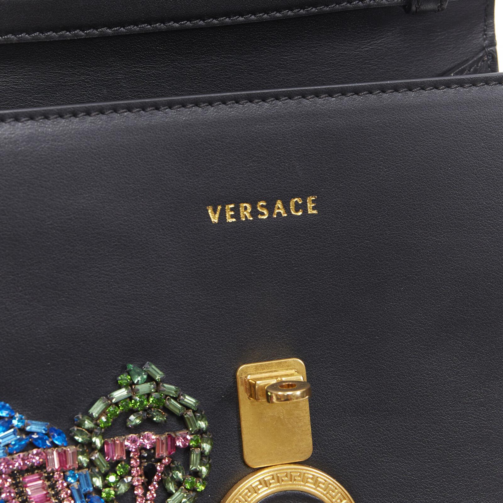 NEW VERSACE Icon Flap black baroque Swarovski crystal embellished bag 4