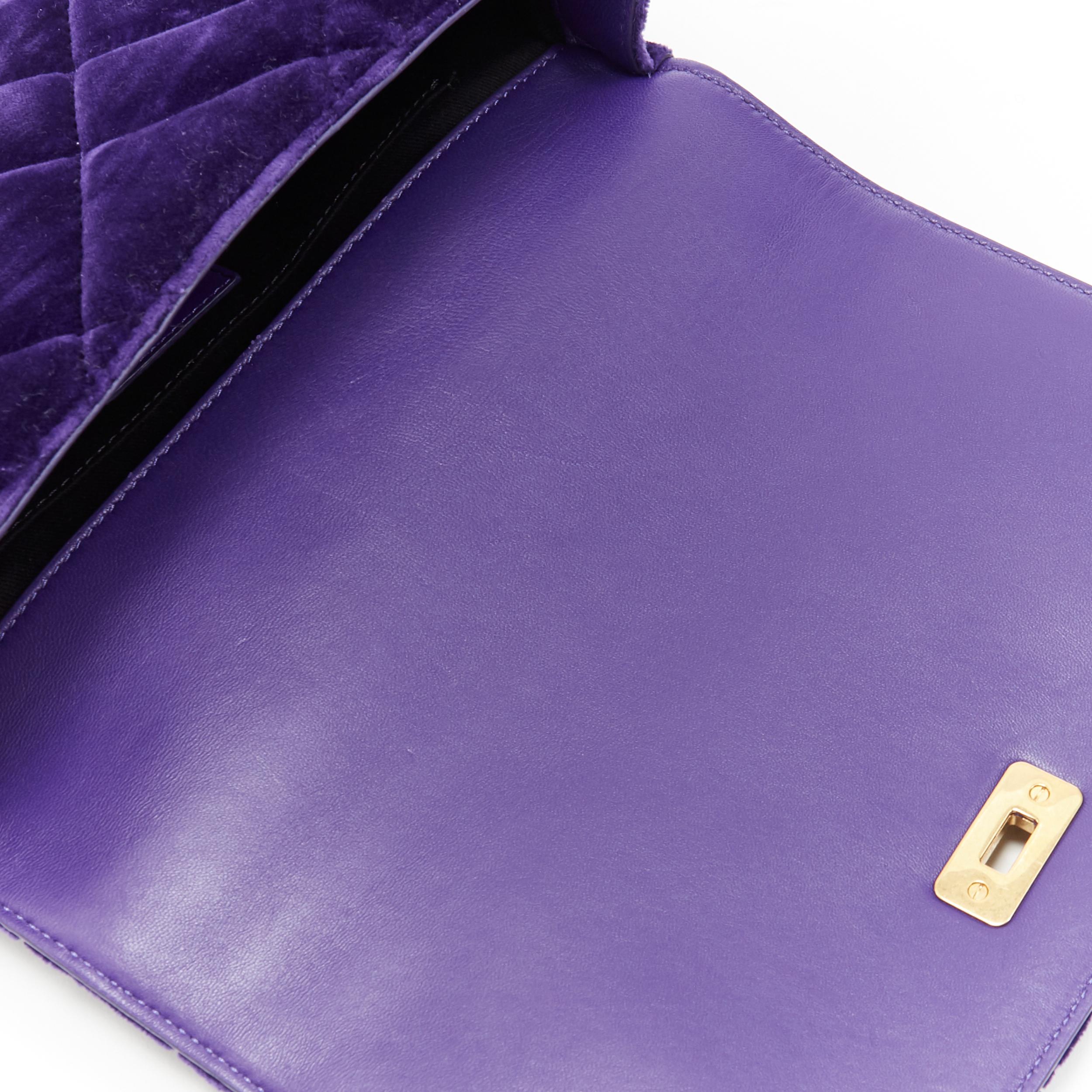 new VERSACE Icon Medium purple quilted velvet dual Medusa gold chain flap bag 3