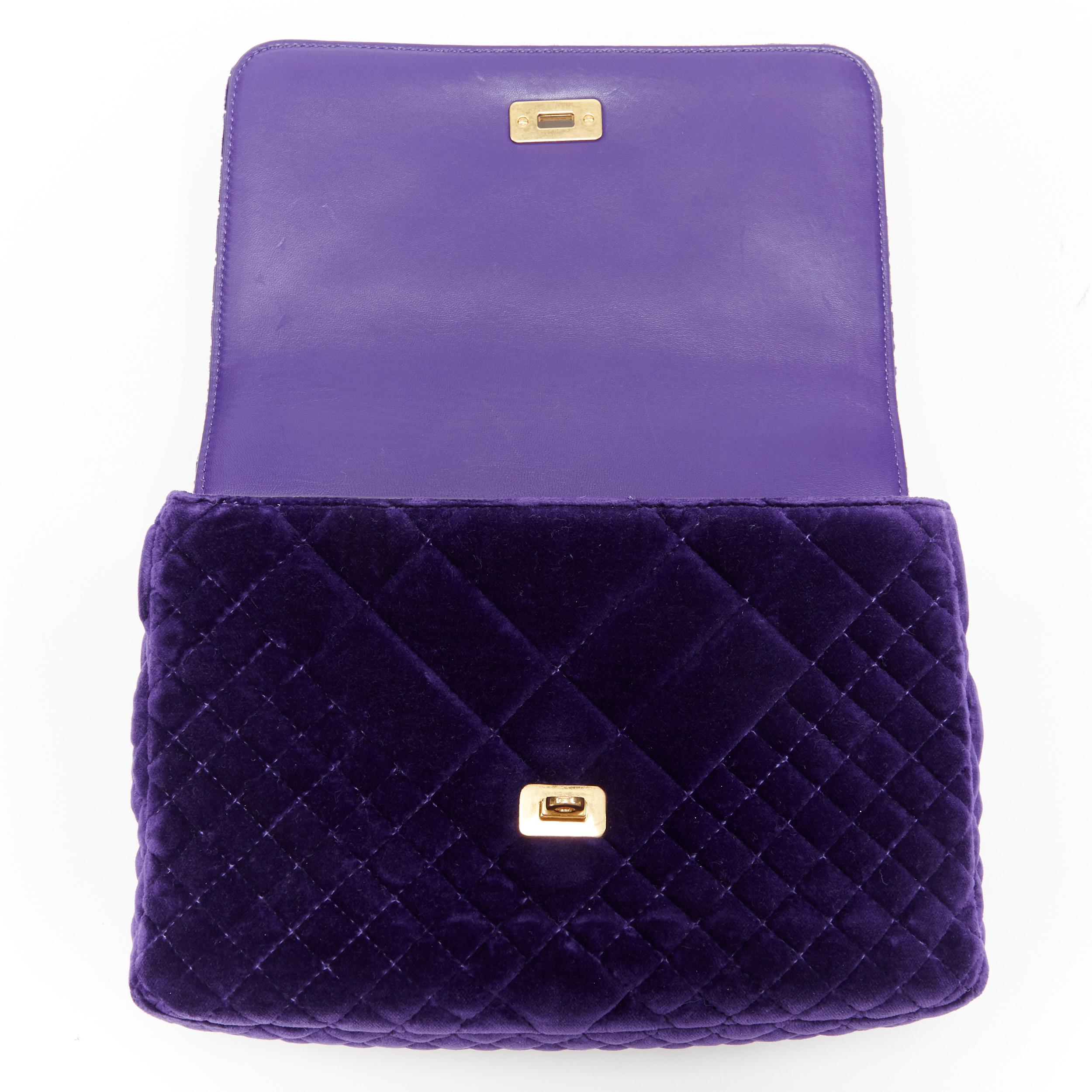 new VERSACE Icon Medium purple quilted velvet dual Medusa gold chain flap bag In Excellent Condition In Hong Kong, NT