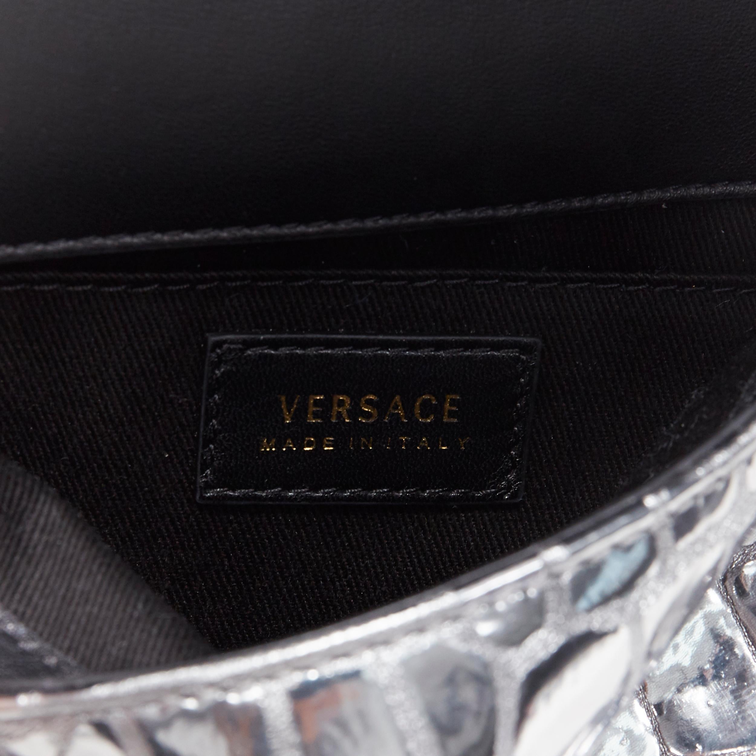 new VERSACE Icon mirrored silver mock croc Medusa turnlock small crossbody bag 5
