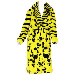 New Versace F/W 2013 Mink Yellow Black Coat As Seen On Beyonce Song *Blow*