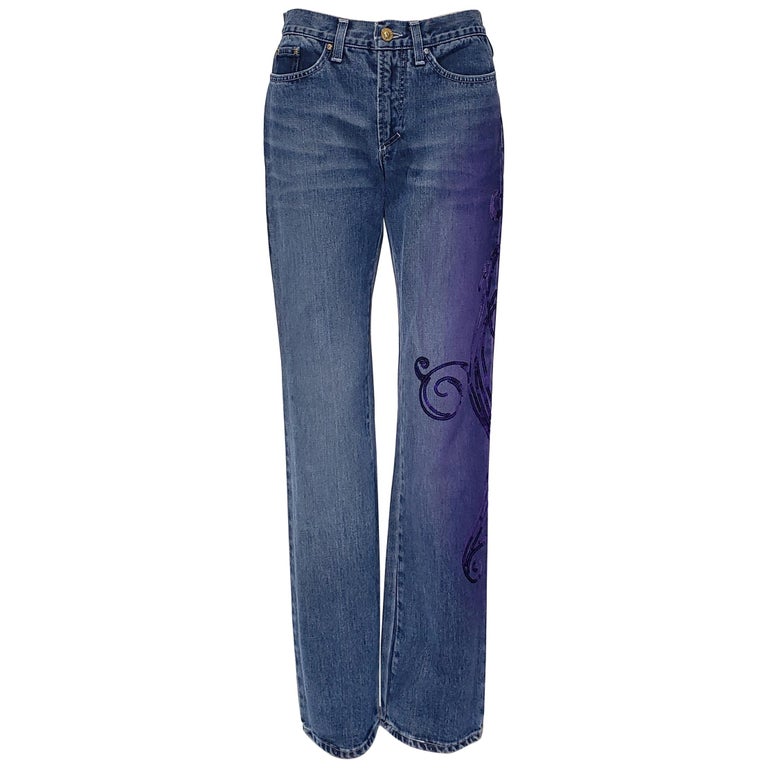 NEW VERSACE JEANS COUTURE w/ PURPLE SEQUINS JEANS 28 - 42 For Sale at  1stDibs