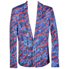 New Versace Jeans Printed Stretch Denim Blazer Jacket 