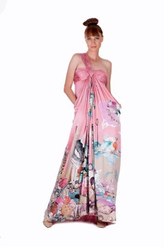 NEW VERSACE SILK SEA SHELL PRINT GOWN DRESS Sz IT 38 - 2