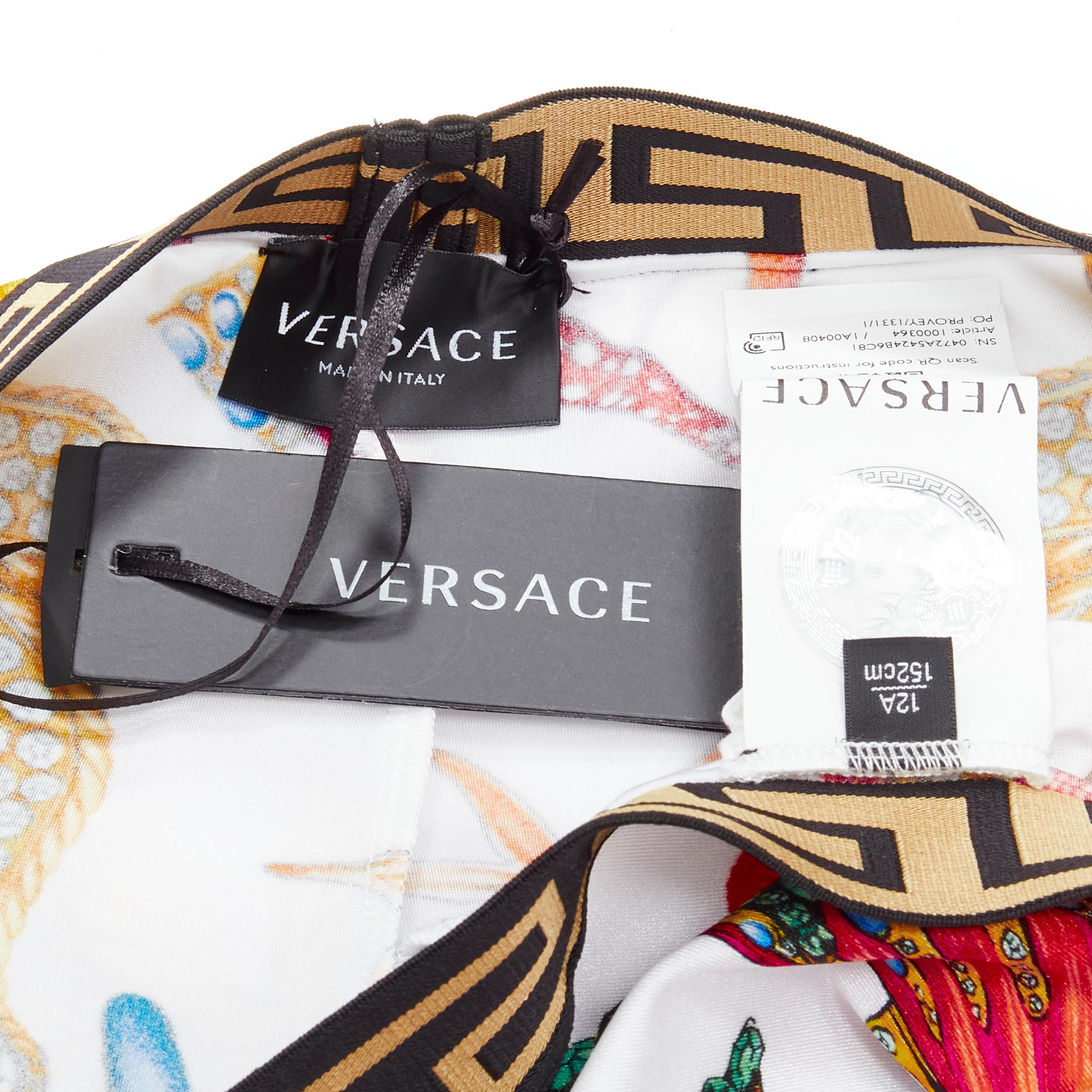 new VERSACE Kids Tresor De La Mer print Greca leggings 12A XS 3