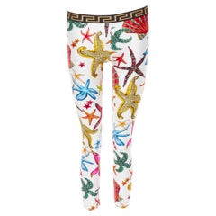 new VERSACE Kids Tresor De La Mer print Greca leggings 12A XS
