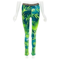 new VERSACE Kidswear Iconic Jungle print gold Greca legging 14A XS