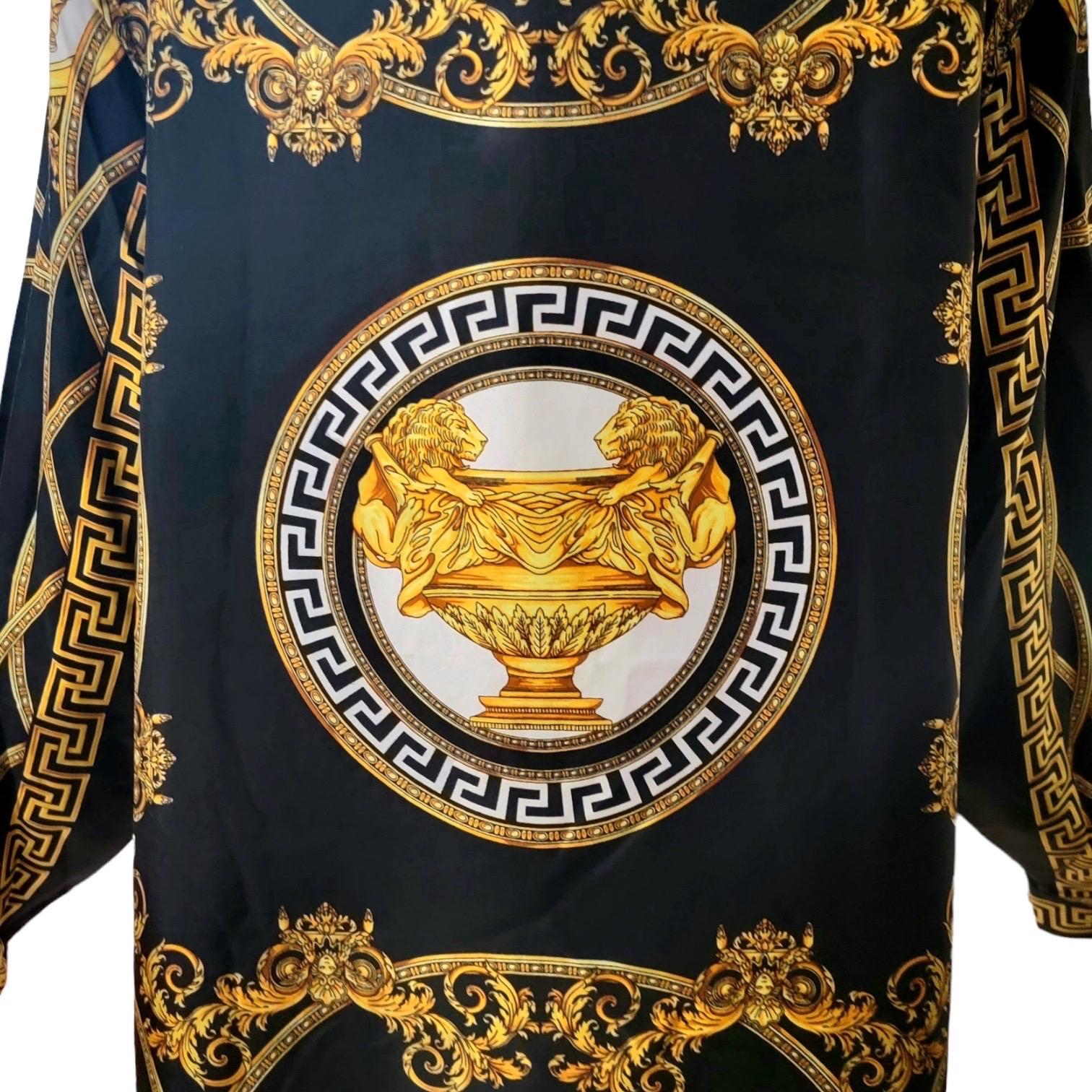 NEW Versace La Coupe Des Dieux Silk Shirt Medusa Greek Key Men's IT56 3XL 2